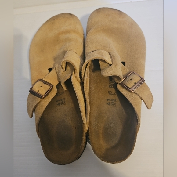 Birkenstock Boston Suede Clog Tan Women’s Size 10 / Men’s Size 8 - Picture 3 of 11